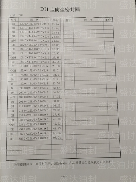 DH型防尘密封圈_山东油封厂家直销_台湾NAK骨架油封总代理