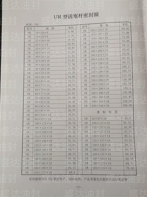 UR型活塞杆密封圈_山东油封厂家直销_台湾NAK骨架油封总代理