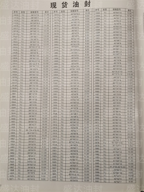 现货油封